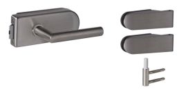 Süd-Metall Glastürbeschlag Set Valencia, Edelstahl matt UV, Dr Moskau für 1 flg.Türen