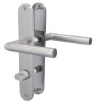 Süd-Metall WC Langschildgarnitur Edelstahl satiniert 78 mm Drücker / Drücker