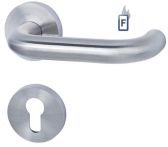 Süd-Metall PZ FS Rosettengarnitur Tunis ll-R Edelstahl matt mit HHF/FD Clips Rosette Ø 52 mm BK4