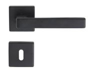 Süd-Metall Rosettengarnitur Miami Square-R Alu schwarz beschichtet, ohne HHF, UK Nylon, 50x50 mm