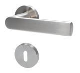 Süd-Metall Rosettengarnitur Osaka-R Edelstahl satiniert mit HHF, UK Nylon, Rosette Ø 52 mm