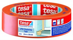 tesa® PVC Putzband glatt, Orange - 33 m Rolle