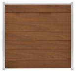 GartenLand WPC Zaun Set XL Ameland Co-extrudiert 180x180 cm Sichtschutz Steckzaun Mahagoni Alu Silber | o. Pfosten, o. Abschlussleiste