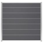 NA-LOG WPC Zaun Set XL Ameland Exclusive 180x180 cm Sichtschutz Steckzaun Schiefergrau Alu Silber | o. Pfosten