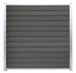 GartenLand WPC Zaun Set Schwedenprofil 180x180 cm Sichtschutz Steckzaun Anthrazit Holzstruktur Aluminium Silber | o. Pfosten