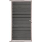 GartenLand Steckzauntor Schwedenprofil 90x175 cm WPC Anthrazit Holzstruktur Aluminium Silber