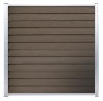 GartenLand WPC Zaun Set Schwedenprofil 180x180 cm Sichtschutz Steckzaun Braun Holzstruktur Aluminium Silber | o. Pfosten