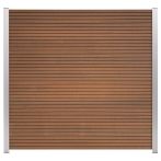 GartenLand WPC Zaun Set Shadowline 180x180 cm Sichtschutz Steckzaun Mahagoni Alu Silber | o. Pfosten