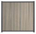 GartenLand WPC Zaun Set Shadowline Vertikal 175x180 cm Sichtschutz Steckzaun Amethystgrau Aluminium Anthrazit | o. Pfosten