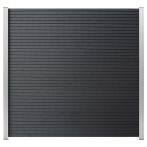 GartenLand WPC Zaun Set Shadowline 180x180 cm Sichtschutz Steckzaun Deep Black Alu Silber | o. Pfosten
