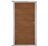 GartenLand Steckzauntor Ameland Co-extrudiert 90x175 cm WPC Mahagoni Aluminium Silber
