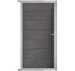 GartenLand Steckzauntor Ameland Co-extrudiert 90x175 cm WPC Amethystgrau Aluminium Silber