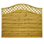 NA-LOG Dichtzaun VARIO gebogen mit Rankgitter 180x150 cm Holzzaun Kiefer PEFC KDI Grün 44x44 mm Rahmen