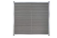 GartenLand Rhombus WPC Zaun Set Kopenhagen 180x180 cm Sichtschutz Steckzaun Schiefergrau Holzstruktur Aluminium Silber | o. Pfosten