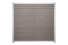 GartenLand Rhombus WPC Zaun Set Kopenhagen 180x180 cm Sichtschutz Steckzaun Schokobraun Holzstruktur Aluminium Silber | o. Pfosten