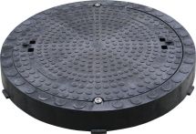 VOLFI Schachtabdeckung SA-KD 600 verschraubt Klasse D 400 LKW-befahrbar aus Kunststoff - Schwarz