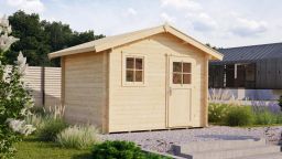 Weka Gartenhaus Premium28 FT Natur - Blockbohlenhaus mit Satteldach, inkl. Vordach + Einzeltür