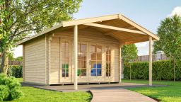 Weka Weekendhaus 137 Natur A - Blockbohlenhaus mit Satteldach und Vordach groß