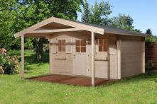 Weka Gartenhaus 135 Natur A - Holzmassivhaus mit Satteldach und Vordach groß