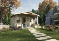 Weka Weekendhaus 138 Natur B - Blockbohlenhaus mit Satteldach und Vordach groß, inkl. Terrasse