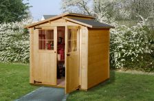 Weka Gartenhaus 323 - Holzmassivhaus mit versetztem Satteldach