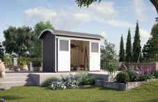 Weka Schiebetürhaus 228 - Blockbohlenhaus mit Tonnendach, inkl. Schiebetür