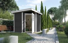 Weka Gartenhaus 229 5-Eck - Holzmassivhaus mit Flachdach, inkl. Rahmen-Einzeltür