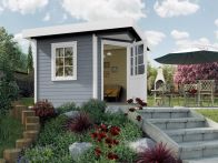 Weka Designhaus 213 5-Eck - Holzmassivhaus mit Flachdach, inkl. Einzeltür + Griffgarnitur