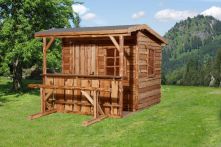 Weka Gartenhaus 820 Natur A - Holzmassivhaus mit Satteldach und Vordach, inkl. Theke