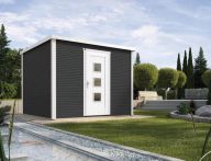 Weka Designhaus wekaLine 413 - Holzmassivhaus mit Flachdach, inkl. Einzeltür extra hoch