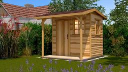 Weka Gartenhaus 820 Natur - Holzmassivhaus mit Satteldach und Vordach