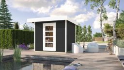 Weka Designhaus wekaLine 172 - Holzmassivhaus mit Flachdach, inkl. Panorama-Einzeltür + Griffgarnitur