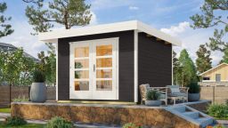 Weka Komfort Designhaus 126 Plus - Holzmassivhaus mit Flachdach, inkl. hohe Panorama-Doppeltür