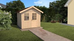 Weka Schwedenhaus 410 - Holzmassivelementhaus mit Satteldach, inkl. hoher Tür und Fenster