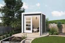 Weka Designhaus 262 A - Holzmassivhaus mit Flachdach, inkl. Panorama-Doppeltür + Griffgarnitur