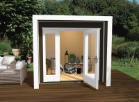 Weka Designhaus 263 - Holzmassivhaus mit Flachdach, inkl. Panorama-Doppeltür + und 2 Fensterpaneele