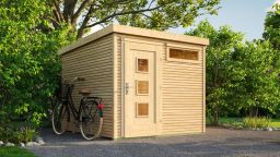 Weka Komfort Designhaus wekaLine 171 Plus - Holzmassivhaus mit Flachdach, inkl. hoher Einzeltür + Fenster