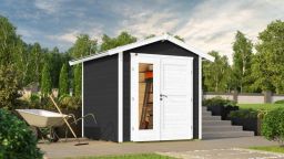 Weka Gartenhaus 224 A - Holzmassivgerätehaus mit Satteldach, inkl. Design-Doppeltür + Griffgarnitur