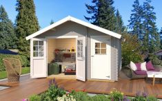 Weka Gartenhaus 253 Natur - Holzmassivhaus mit Satteldach, Vordach und zwei Räumen