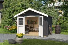 Weka Gartenhaus 209 Natur - Holzmassivhaus mit Satteldach und Vordach