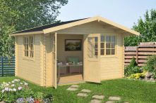 Weka Gartenhaus 401 - Blockbohlenhaus mit Satteldach und großem Vordach