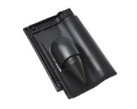 Braas Rubin 9V Ton-Solar- Kabeldurchgang (8629314) Seidenmatt tiefschwarz