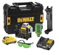 DeWALT DCE089D1G-QW Akku-Multi-Kreuzlinien-Laser Pulsmodus grün 10,8 V / 2Ah / 3x 360° Grad selbstnivellierend mit Ladegerät, Akku XR und T-STAK-Koffer