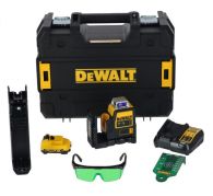 DeWALT DCE0811D1G-QW Akku-Kreuzlinien-Laser Pulsmodus grün 10,8 V / 2Ah / 2x 360° Grad selbstnivellierend mit Ladegerät, Akku XR und T-STAK-Koffer