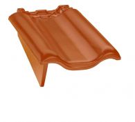 Alegra 12 Tegelen Ortgang links | Rot engobiert innenliegender Steg | Wienerberger