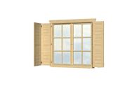 Skan Holz Fensterläden für Doppelfenster 28-DF-04 und 45-DF-04 für 2 x 57,5 x 123,5 cm - Natur