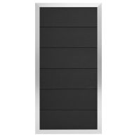 GartenLand WPC Zaun Set Classico 90x180 cm Sichtschutz Anthrazit mit Rahmen Aluminium Silber | o. Pfosten