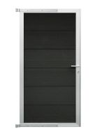 GartenLand Steckzauntor Classico 90x180 cm WPC Anthrazit Aluminium Silber