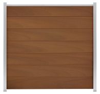 GartenLand WPC Zaun Set XL Ameland Co-extrudiert 180x180 cm Sichtschutz Steckzaun Mahagoni Alu Silber | o. Pfosten, o. Abschlussleiste