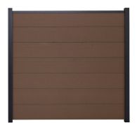 GartenLand WPC Zaun Set XL Ameland 180x180 cm Sichtschutz Steckzaun Schokobraun Alu Anthrazit | o. Pfosten o. Abschlussleiste